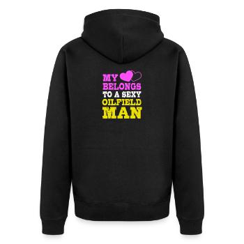 Oil Field Wife Oil Rig Oil Rig - Unisex Premium Organic Zip Hoodie - black - Back - Nico (187cm)