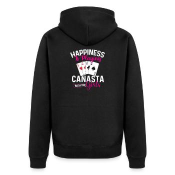 Glück beim Canasta-Spielen mit den Mädchen - Unisex Premium Bio Zip Hoodie - Schwarz - Hinten - Nico (187cm)