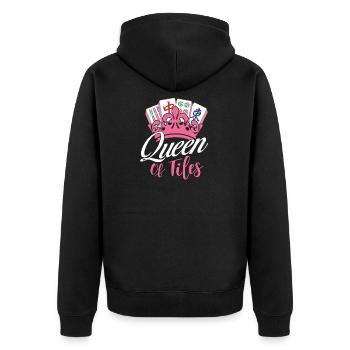 Königin der Fliesen Mahjong Liebhaberin Mah Jong - Unisex Premium Bio Zip Hoodie - Schwarz - Hinten - Nico (187cm)