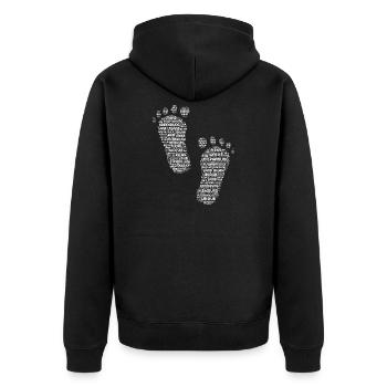 Pieds, pieds nus, grands pieds, empreintes, empreintes de pas - Veste à capuche bio Premium Unisexe - noir - Dos - Nico (187cm)