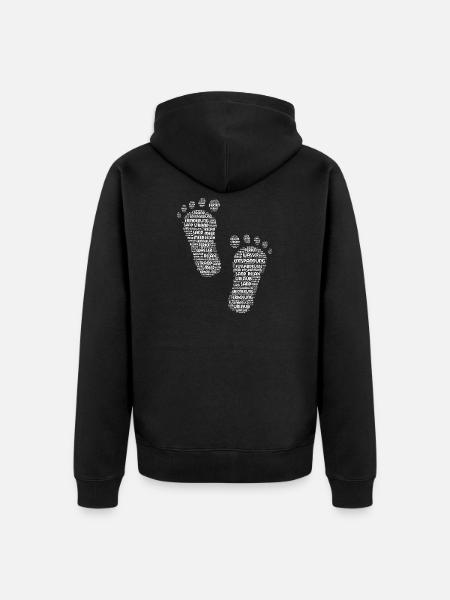 Feet, Barefoot, Big Feet, Footprint, Footprints - Unisex Premium Organic Zip Hoodie - black