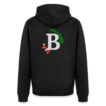 b - Unisex Premium Organic Zip Hoodie - black - Back - Nico (187cm)