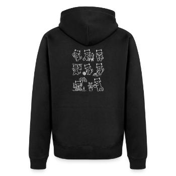Croquis à la craie de chats - Veste à capuche bio Premium Unisexe - noir - Dos - Nico (187cm)