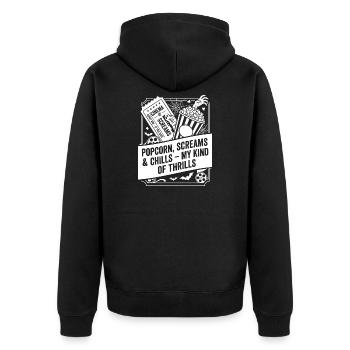 Le pop-corn crie mon genre de sensations fortes - Veste à capuche bio Premium Unisexe - noir - Dos - Nico (187cm)