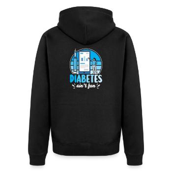 Diabetes Typ 1 Diabetiker - Unisex Premium Bio Zip Hoodie - Schwarz - Hinten - Nico (187cm)