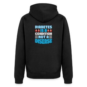 Diabetes Typ 1 Diabetiker - Unisex Premium Bio Zip Hoodie - Schwarz - Hinten - Nico (187cm)
