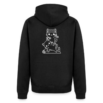 Entraînement des chats Kawaii - Veste à capuche bio Premium Unisexe - noir - Dos - Nico (187cm)