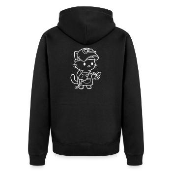 Kawaii Cat Welder - Unisex Premium Organic Zip Hoodie - black - Back - Nico (187cm)