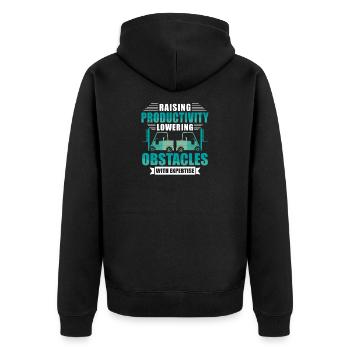 Staplerfahrer Englisch Spruch Stapler - Unisex Premium Bio Zip Hoodie - Schwarz - Hinten - Nico (187cm)