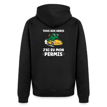 Humour j'ai mon permis de conduire - Veste à capuche bio Premium Unisexe - noir - Dos - Nico (187cm)