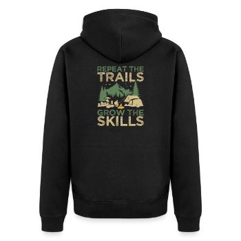 Girl Scout Leader Repeat The Trails Scout - Unisex Premium Bio Zip Hoodie - Schwarz - Hinten - Nico (187cm)