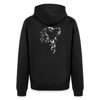 Deutscher Wachtelhund Silhouette Jagdhund Wilsigns - Unisex Premium Bio Zip Hoodie - Schwarz - Hinten - Nico (187cm)