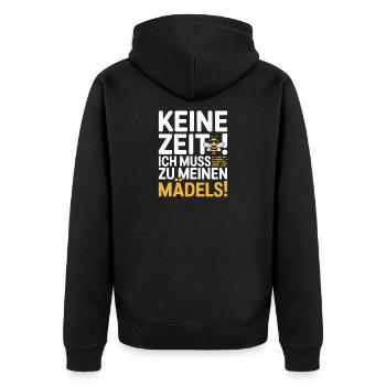Biene Keine Zeit Mädels Imker Spruch Honig Bienen - Unisex Premium Bio Zip Hoodie - Schwarz - Hinten - Nico (187cm)