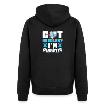Diabetes Typ 1 Diabetiker - Unisex Premium Bio Zip Hoodie - Schwarz - Hinten - Nico (187cm)