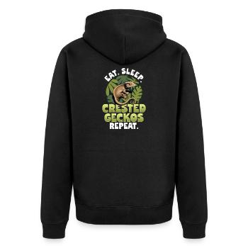 Funny Reptile Crested Gecko - Unisex Premium Organic Zip Hoodie - black - Back - Nico (187cm)