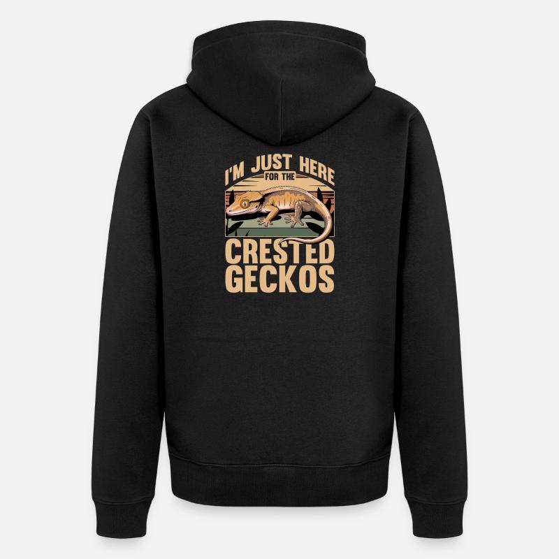 Gecko à crête reptile drôle - Veste à capuche bio Premium Unisexe - noir