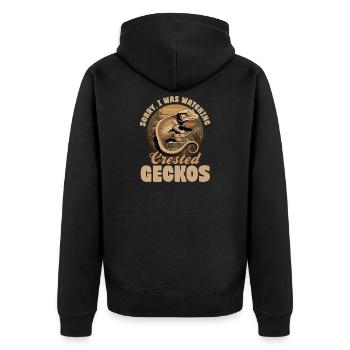 Funny Reptile Crested Gecko - Unisex Premium Organic Zip Hoodie - black - Back - Nico (187cm)