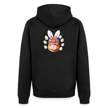 Capybara de lapin de Pâques avec lunettes léopard - Veste à capuche bio Premium Unisexe - noir - Dos - Nico (187cm)