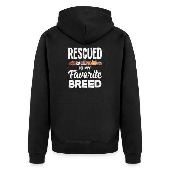Famille d’accueil adopte un animal de sauvetage - Veste à capuche bio Premium Unisexe - noir - Dos - Nico (187cm)