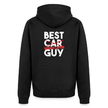 Best Weight Lifter Guy Funny Gym Workout Art - Unisex Premium Organic Zip Hoodie - black - Back - Nico (187cm)