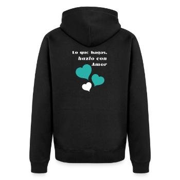 Lo_que_hagas-_hazlo_con_amor - Veste à capuche bio Premium Unisexe - noir - Dos - Nico (187cm)