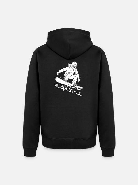 Slopestyle Snowboard Action Geschenk - Unisex Premium Bio Zip Hoodie - Schwarz