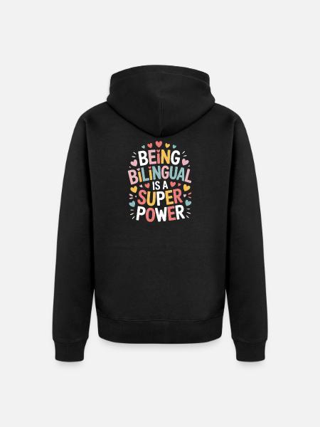 Fremdsprache Sprüche Lustige Fremdsprache Geschenk - Unisex Premium Bio Zip Hoodie - Schwarz