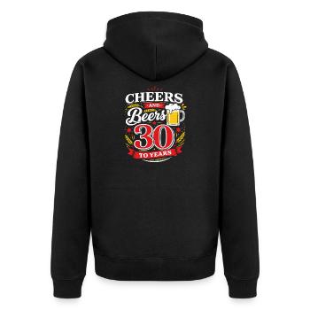 Cheers and Beers to 30 Years – Geburtstag Spruch - Unisex Premium Bio Zip Hoodie - Schwarz - Hinten - Nico (187cm)