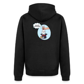 Osterhase hasst seinen Nebenjob - Unisex Premium Bio Zip Hoodie - Schwarz - Hinten - Nico (187cm)