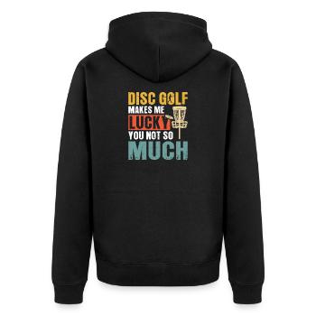 Disc Golf Gifts Disc Golf - Unisex Premium Organic Zip Hoodie - black - Back - Nico (187cm)