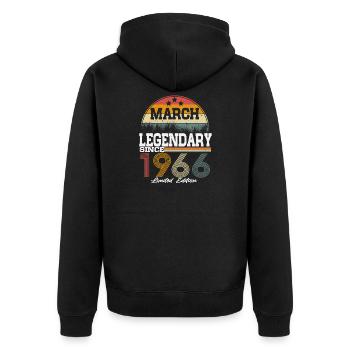 Legends est né en mars 1966 - Veste à capuche bio Premium Unisexe - noir - Dos - Nico (187cm)