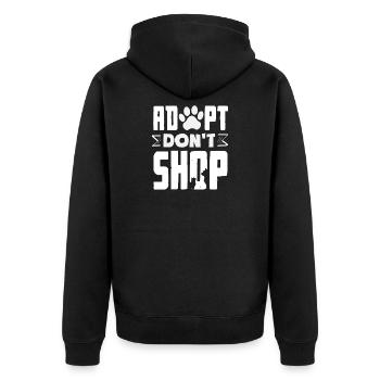 Adopt Don't Shop Foster Animal Rescue Shelter - Unisex Premium Bio Zip Hoodie - Schwarz - Hinten - Nico (187cm)
