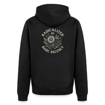 Radicalized By Basic Decency Floral Design - Unisex Premium Organic Zip Hoodie - black - Back - Nico (187cm)