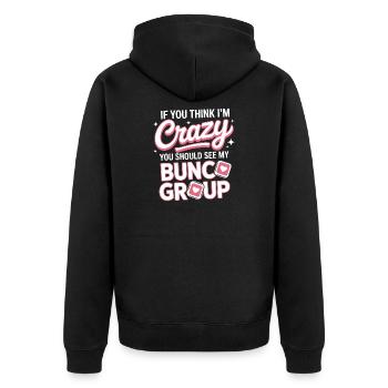 Bunco Sayings Dice Game Funny Bunco Gift - Unisex Premium Organic Zip Hoodie - black - Back - Nico (187cm)