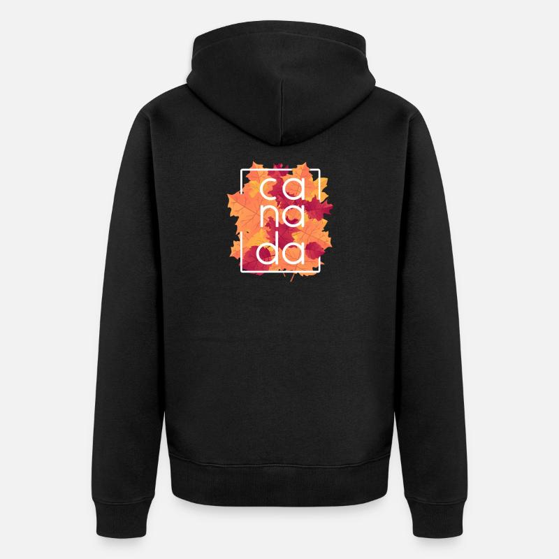 Canada Autumn Maple Leaves Design - Unisex Premium Bio Zip Hoodie - Schwarz