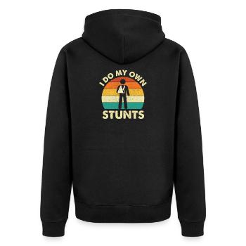 Ich mache meine eigenen Stunts, Komische Armverletzungs-Genesung - Unisex Premium Bio Zip Hoodie - Schwarz - Hinten - Nico (187cm)