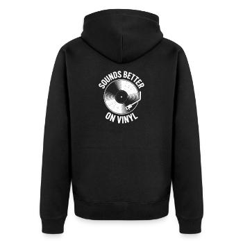Sounds Better on Vinyl - Unisex Premium Organic Zip Hoodie - black - Back - Nico (187cm)