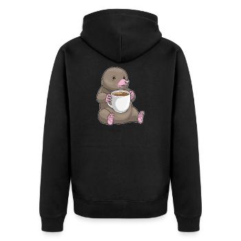 Mole Coffee Mug - Unisex Premium Organic Zip Hoodie - black - Back - Nico (187cm)