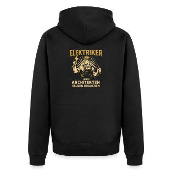 Elektriker Shirt für Handwerker mit Stolz - Unisex Premium Bio Zip Hoodie - Schwarz - Hinten - Nico (187cm)