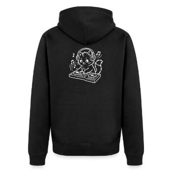 DJ Kawaii Katze - Unisex Premium Bio Zip Hoodie - Schwarz - Hinten - Nico (187cm)
