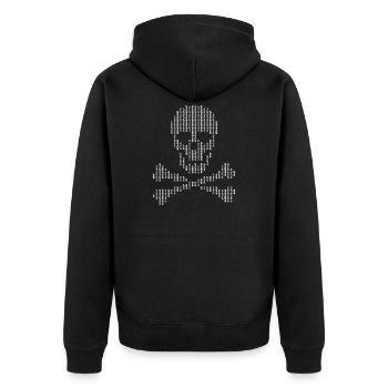 Totenkopf-Glyphe Punkt-Kreuzknochen - Unisex Premium Bio Zip Hoodie - Schwarz - Hinten - Nico (187cm)