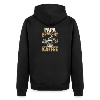 Café, Fête des pères, Papa - Veste à capuche bio Premium Unisexe - noir - Dos - Nico (187cm)