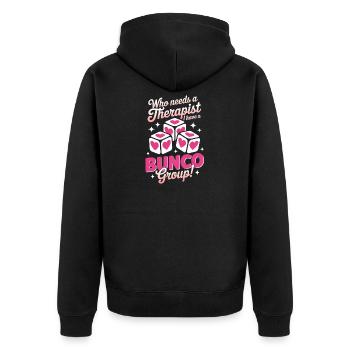 Bunco Sayings Dice Game Funny Bunco Gift - Unisex Premium Organic Zip Hoodie - black - Back - Nico (187cm)