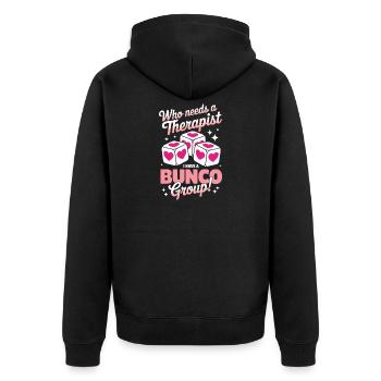 Bunco Sayings Dice Game Funny Bunco Gift - Unisex Premium Organic Zip Hoodie - black - Back - Nico (187cm)