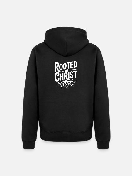 Rooted in Christ - Unisex Premium Organic Zip Hoodie - black