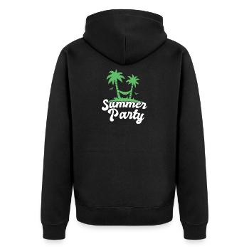 Summer Party Palm Tree Design - Unisex Premium Bio Zip Hoodie - Schwarz - Hinten - Nico (187cm)