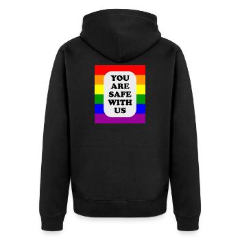 Drapeau arc-en-ciel pour les espaces sécurisés LGBT - Veste à capuche bio Premium Unisexe - noir - Dos - Nico (187cm)