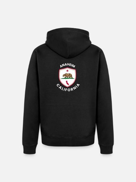 Anaheim California Bear Flag - Unisex Premium Organic Zip Hoodie - black