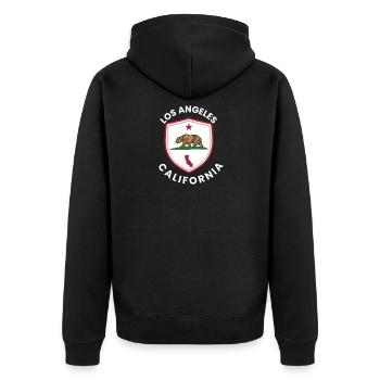 Los Angeles Shield Bear - Unisex Premium Organic Zip Hoodie - black - Back - Nico (187cm)