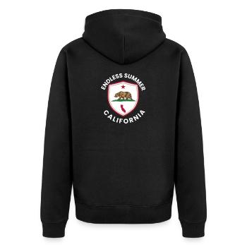Endloser Sommer Kalifornischer Schild - Unisex Premium Bio Zip Hoodie - Schwarz - Hinten - Nico (187cm)